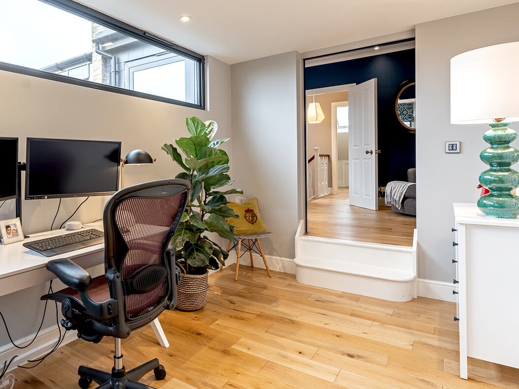 Home office set up in loft conversion