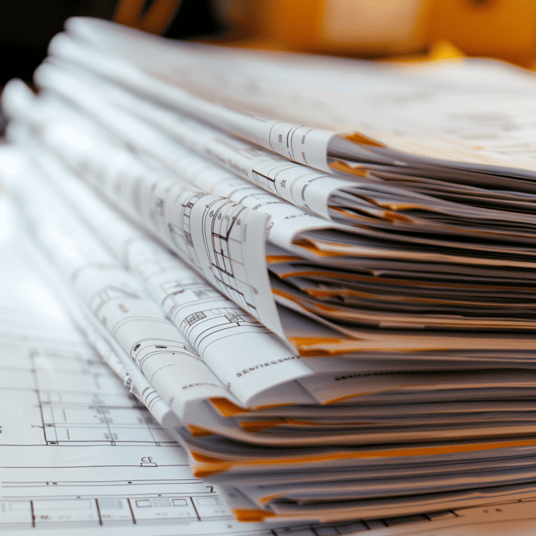 Home extension planning permission documents on table top