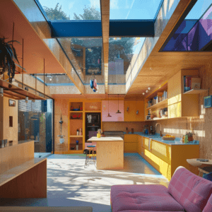 colourful architect designed Kitchen extension - London Loft Family